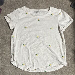 White Pineapple Print Women's Top